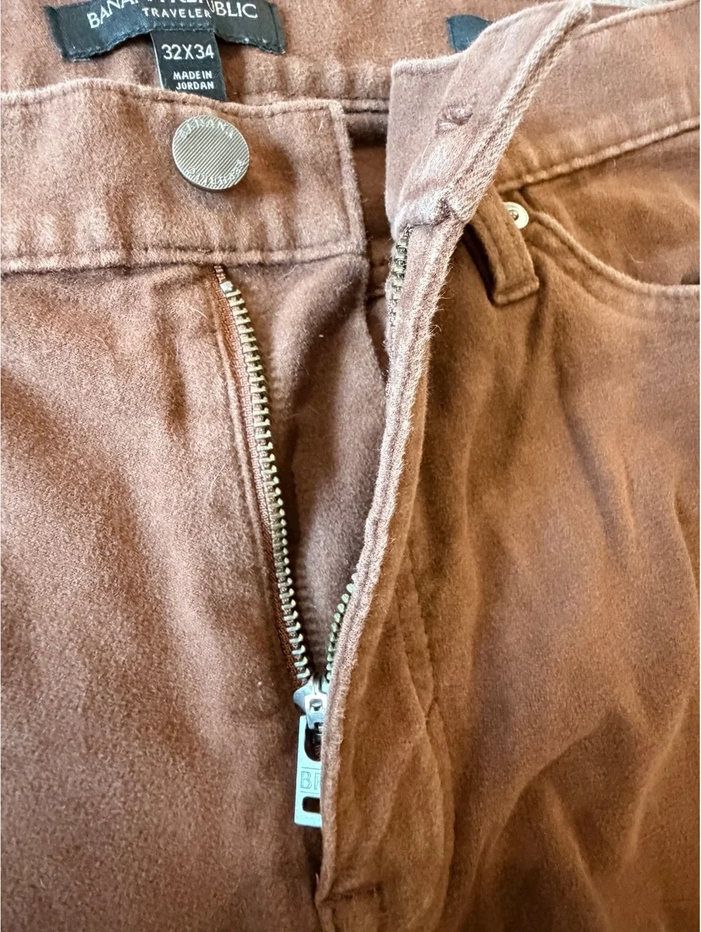Banana Republic Traveler Pants Men 32x34 Brown Athletic Tapered Stretch 5 Pocket
